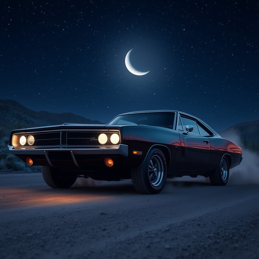 Night Sky With Moon And Stars