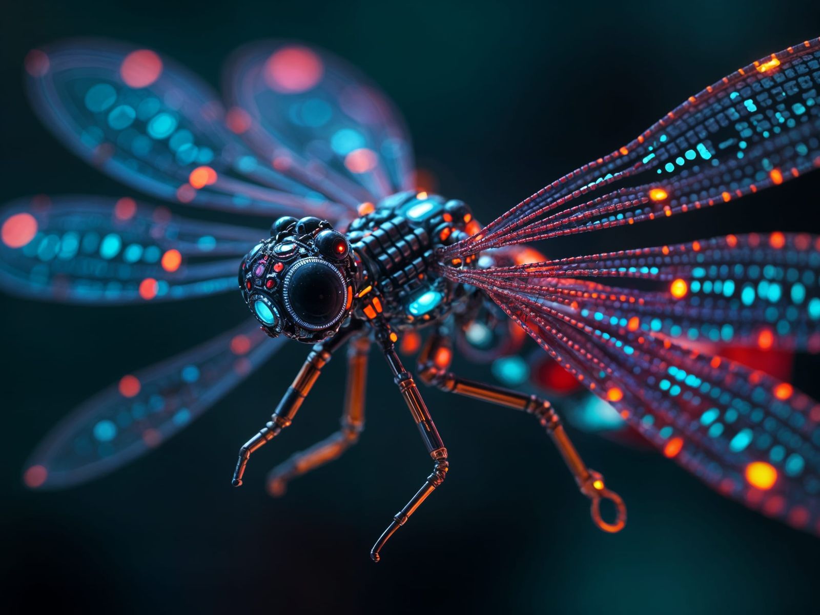 Cybernetic Dragonfly Made of Beads as Digital Art