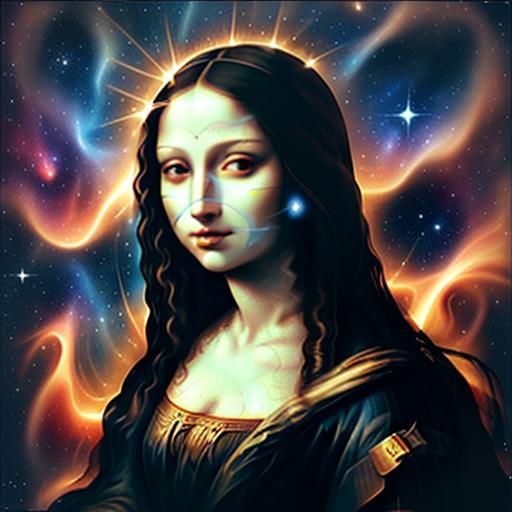 Mona Lisa's Surreal Space Journey: A Digital Masterpiece
