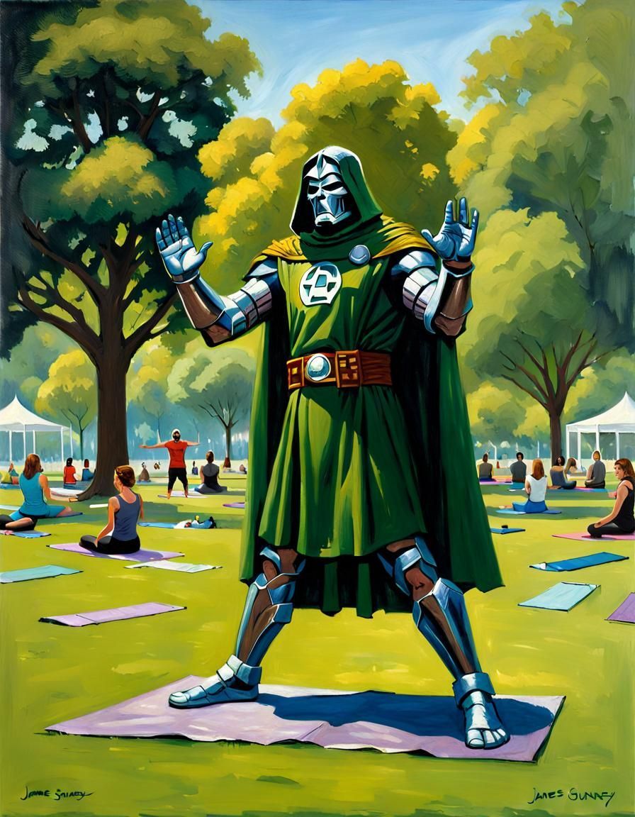Doctor Doom Finds Zen: Yoga in the Park