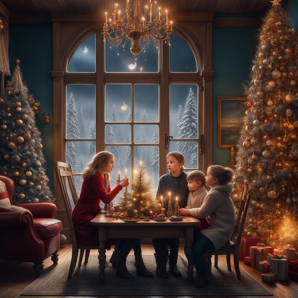 Festive Family in Magical Christmas Home