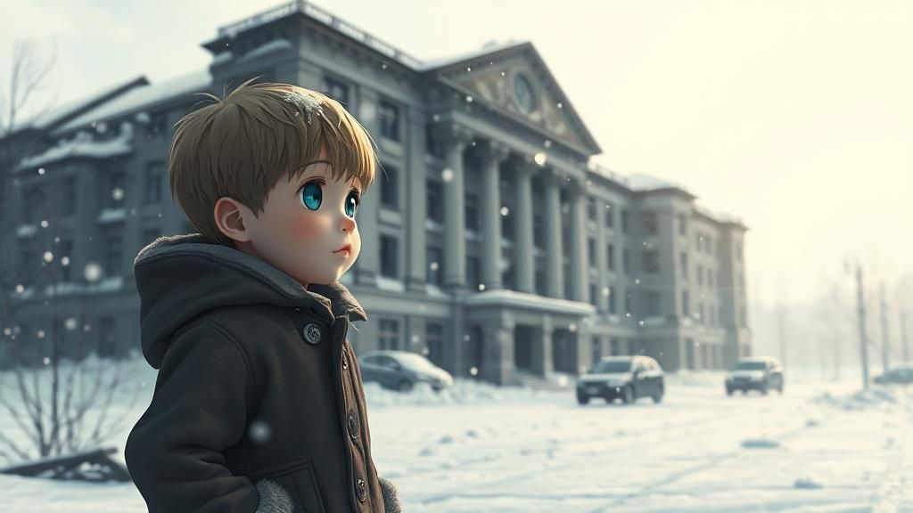 Child in Snowy Wasteland, 3D Anime Style