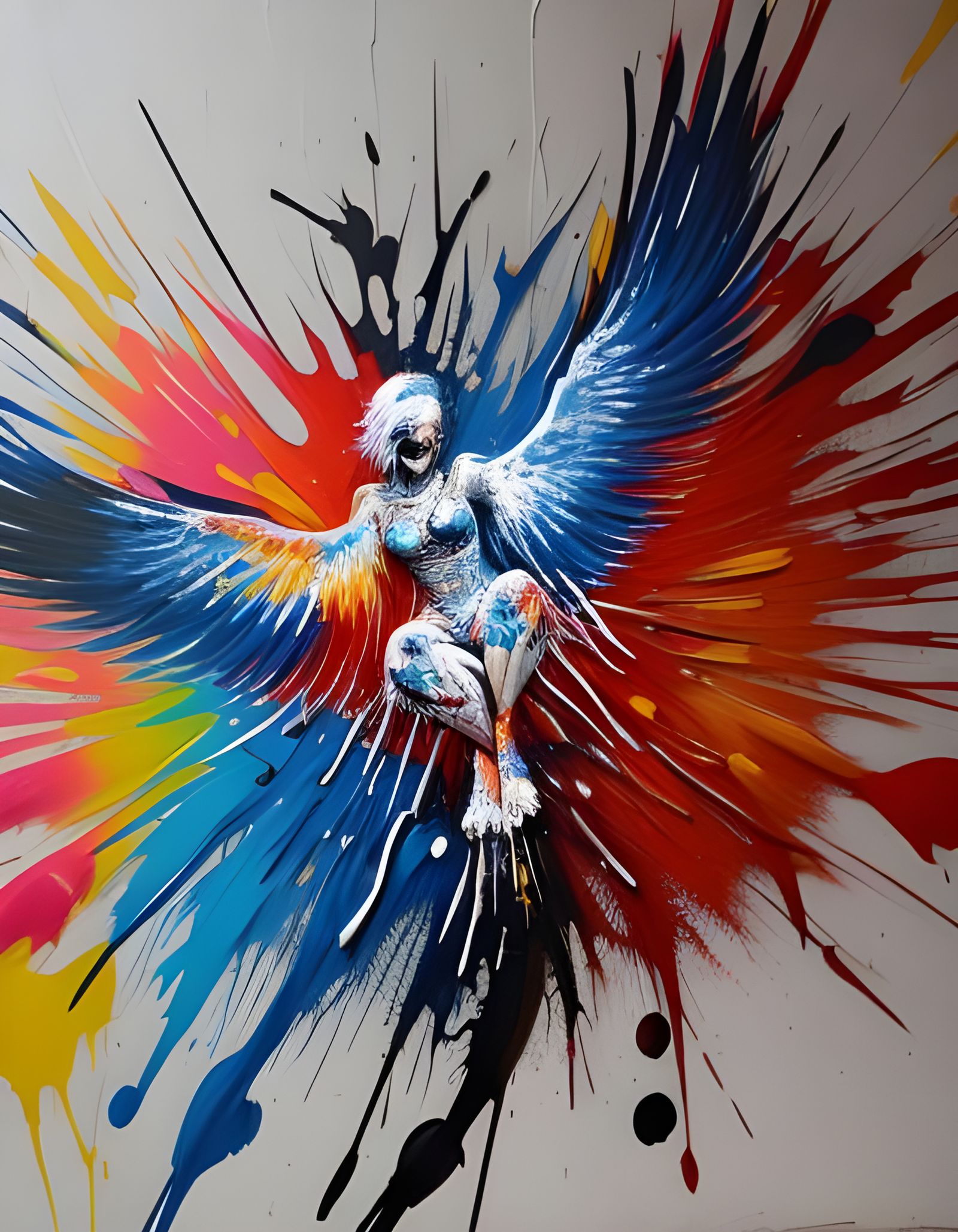 Colorful Spread Eagle in Spin Art Style