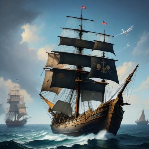 Hyperrealistic Airplane Battles Pirate Fleet