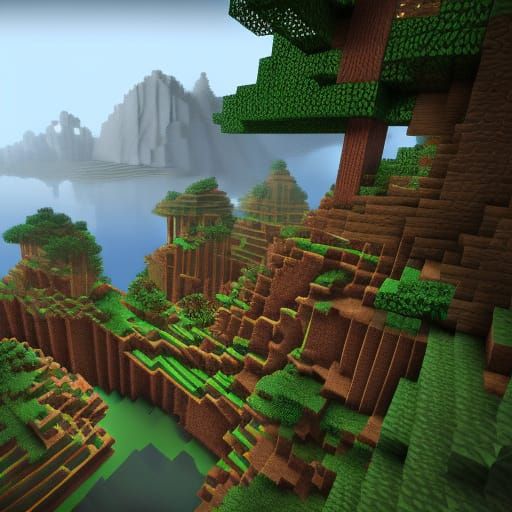 Detailed Minecraft Matte Painting in Unreal Engine 5