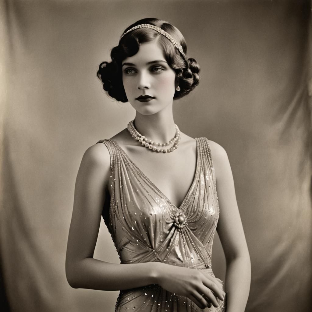 Elegant 1920s Debutante Exuding Timeless Grace