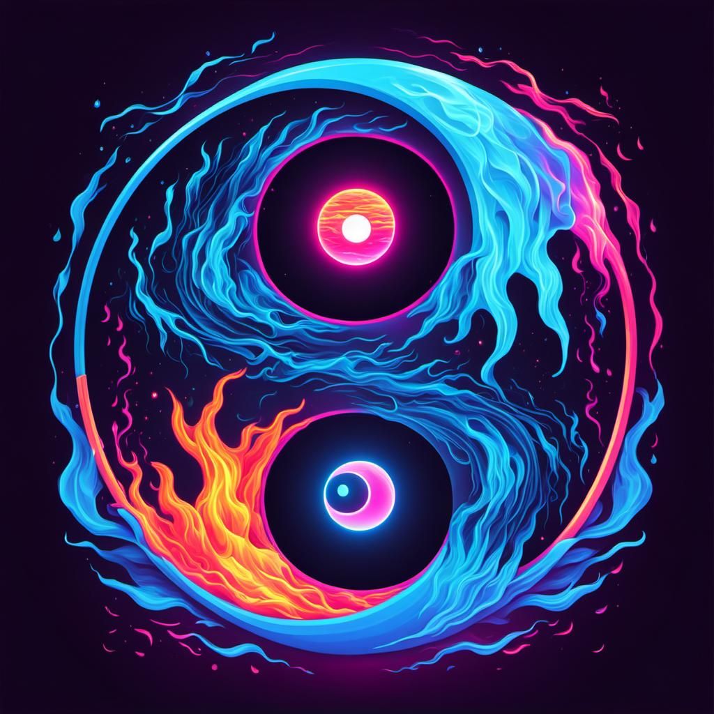 Synthwave Yin Yang: Heaven and Hell