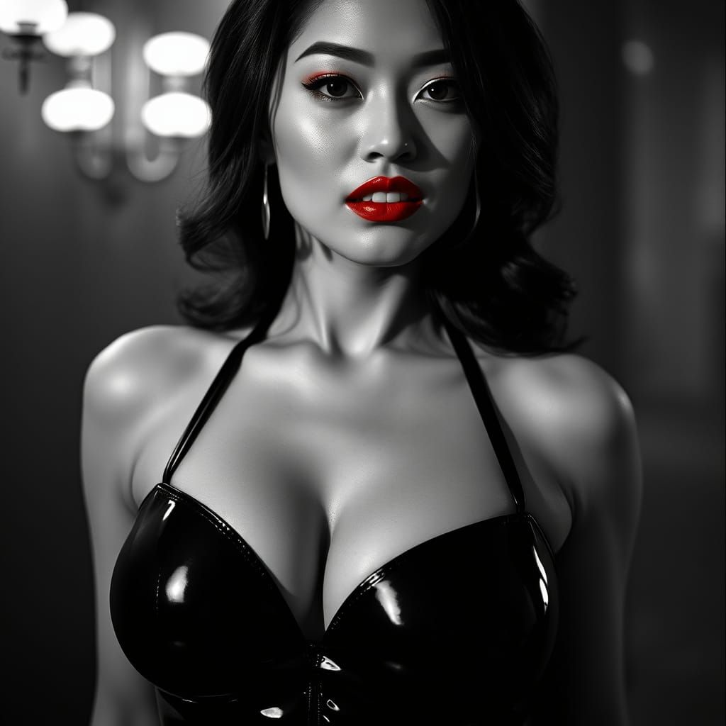 Voluptuous Chinese Woman in Latex - Noir Inspired