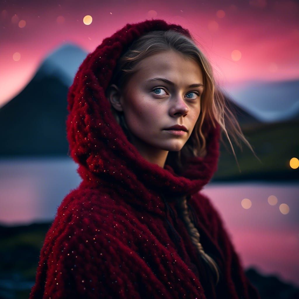 Dreamy Girl Portrait Under Moonlight