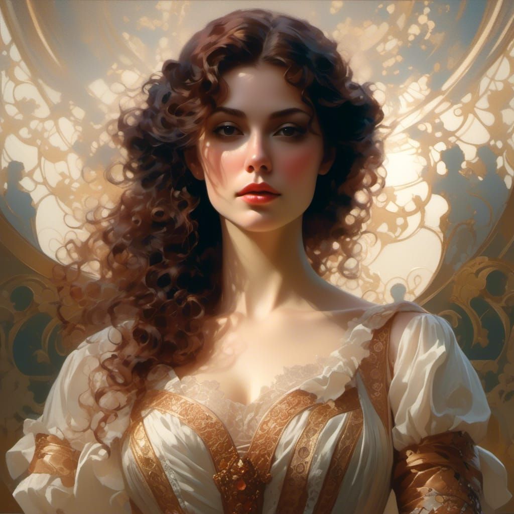 Rococo Lady in Leather and Lace Portrait