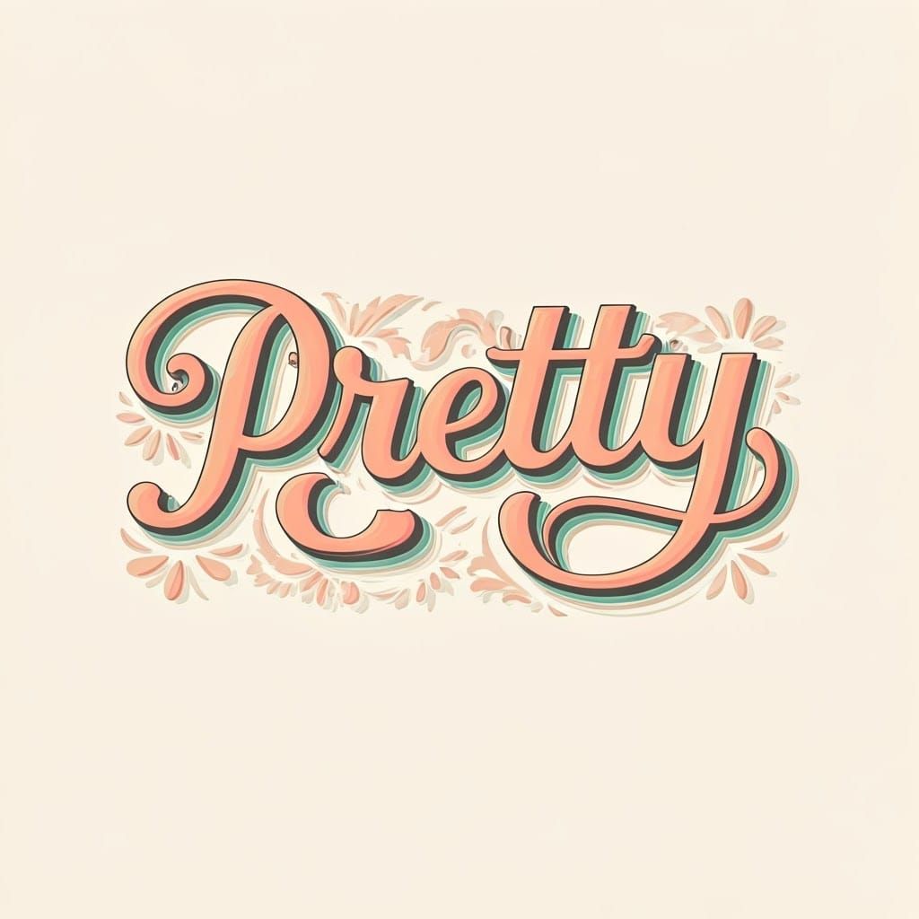 Bold Typography: "Pretty" in Playful Pastel Design