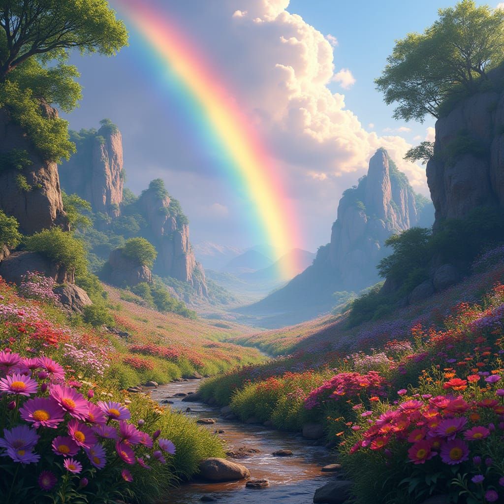 Ethereal Fantasy Valley in Vibrant Colors