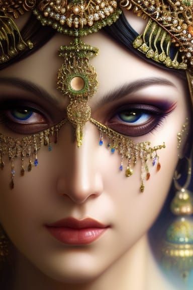Detailed Goddess Portrait in Hyperrealistic Style
