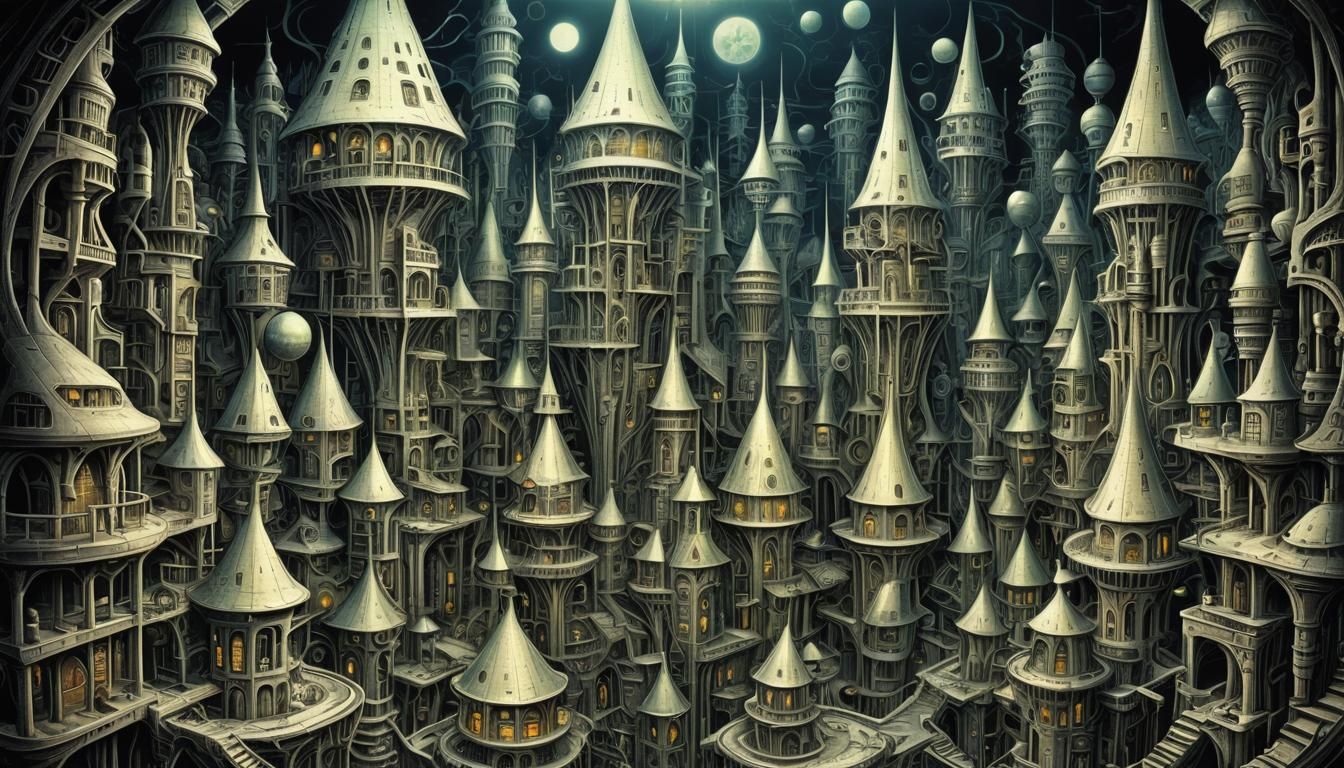 Luminous Neon Villagecore in Dystopian Bio-Art Style