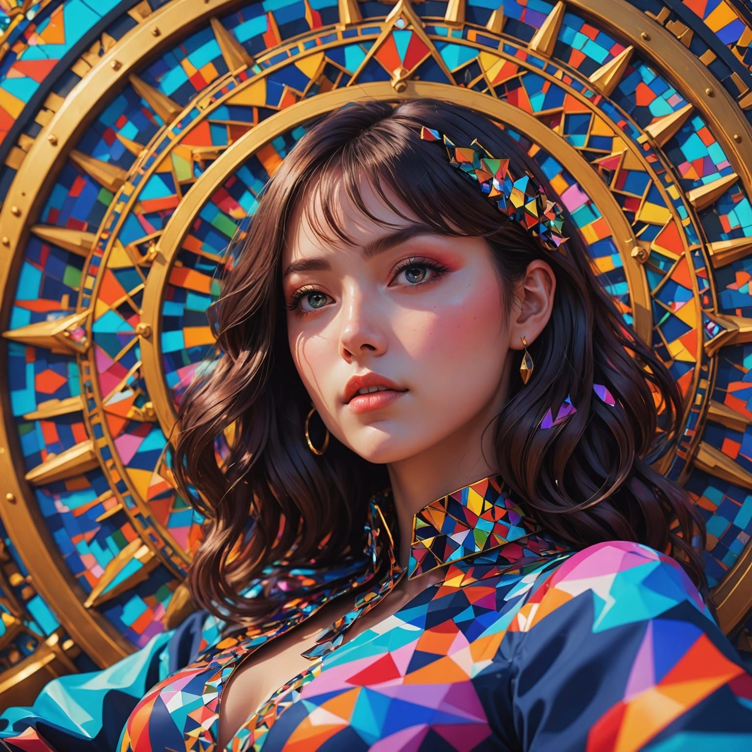 Psychedelic Kaleidoscope View of Reclining Woman