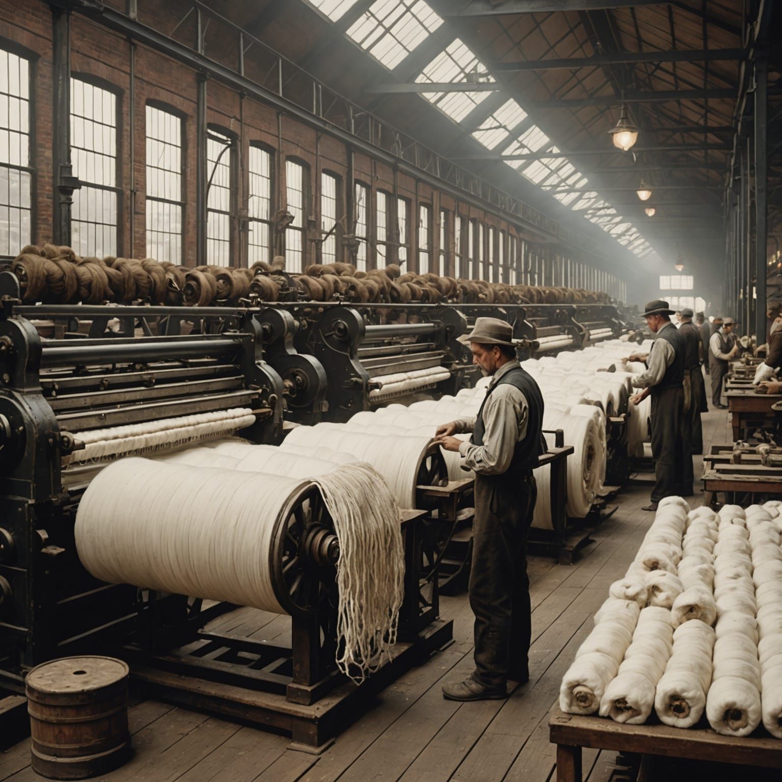Victorian Cotton Mill Interior: A Cinematic Film Still