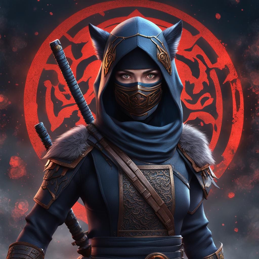 Wolf-Eyed Ninja: Detailed Fantasy Art