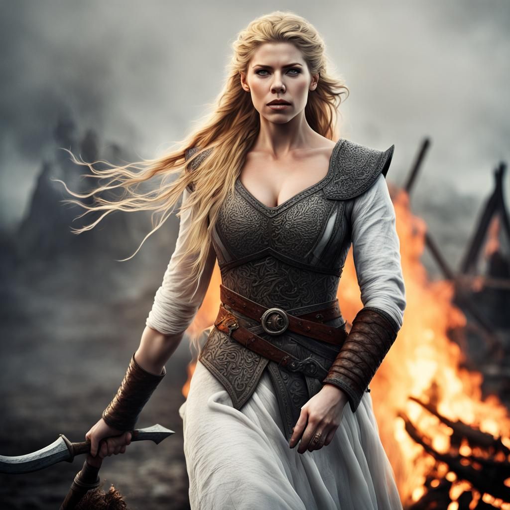 Katheryn Winnick Viking Portrait in Hyperrealistic Style