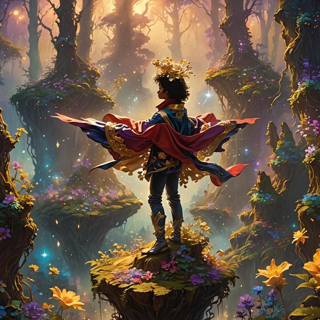 Michael Jackson in Dreamlike Moonlit Forest