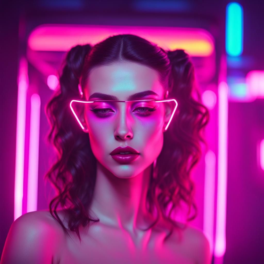 Sentient Makeup in Synthwave Neon Retro Style