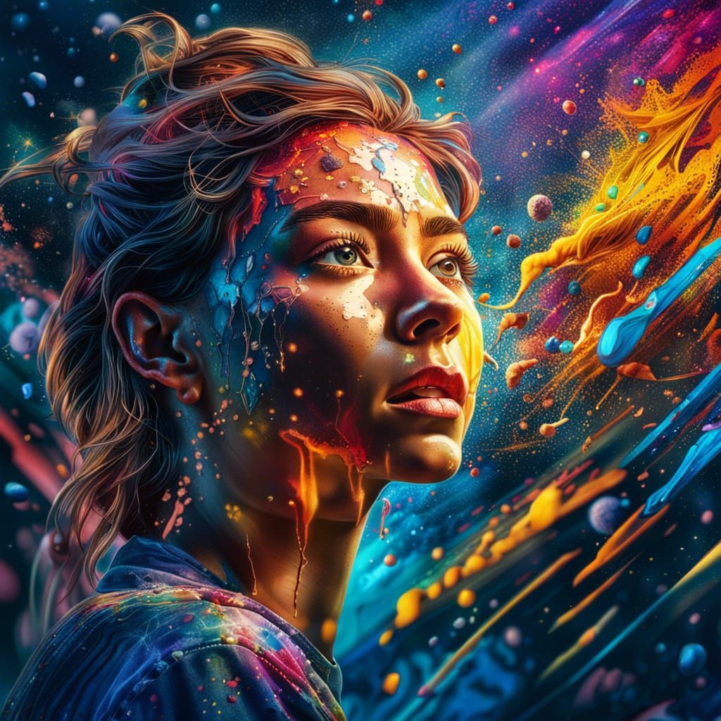 Young Artist Creating a Masterpiece: Hyperrealistic Portrait