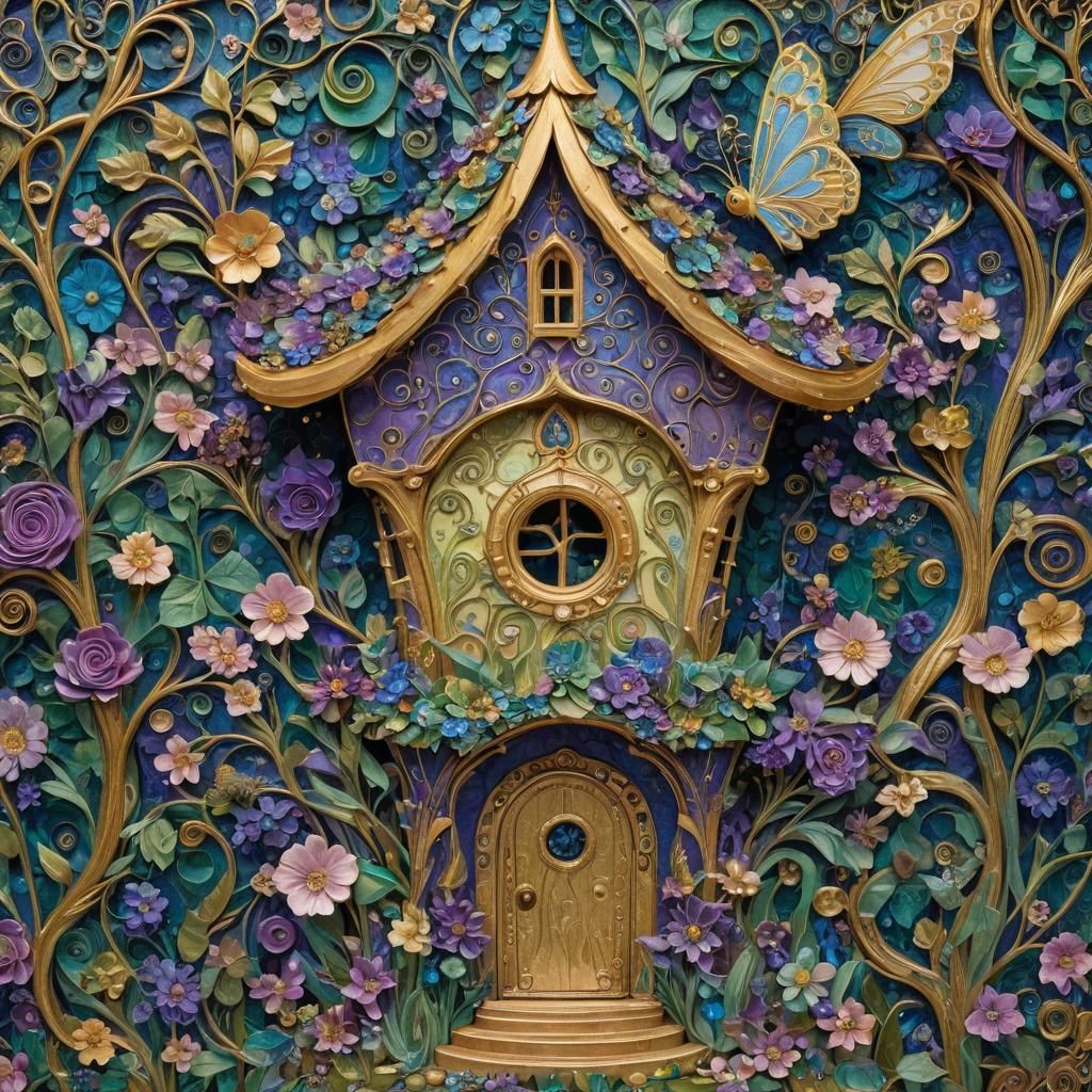 Art Nouveau Fairy House with Floral Motifs