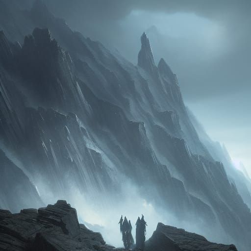 Ringwraith on Mountain: Dark Fantasy Concept Art