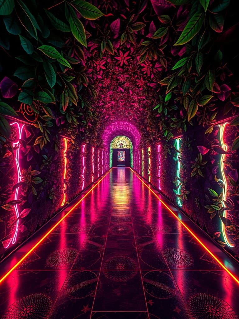 Neon Labyrinth: A Psychedelic Maze in Ultra-High Resolution