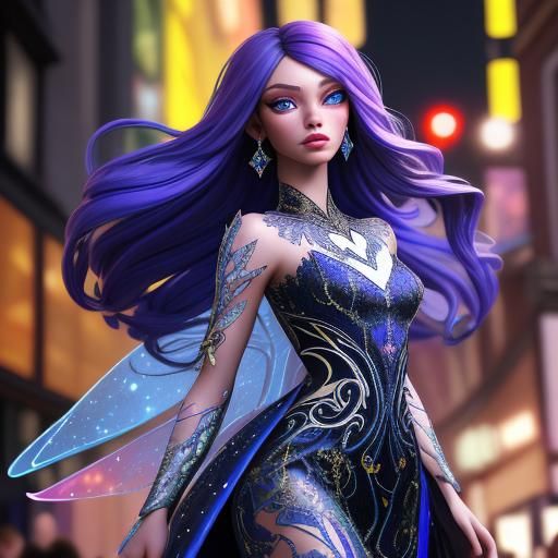 Fairy Woman on Catwalk in Hyperrealistic Digital Painting