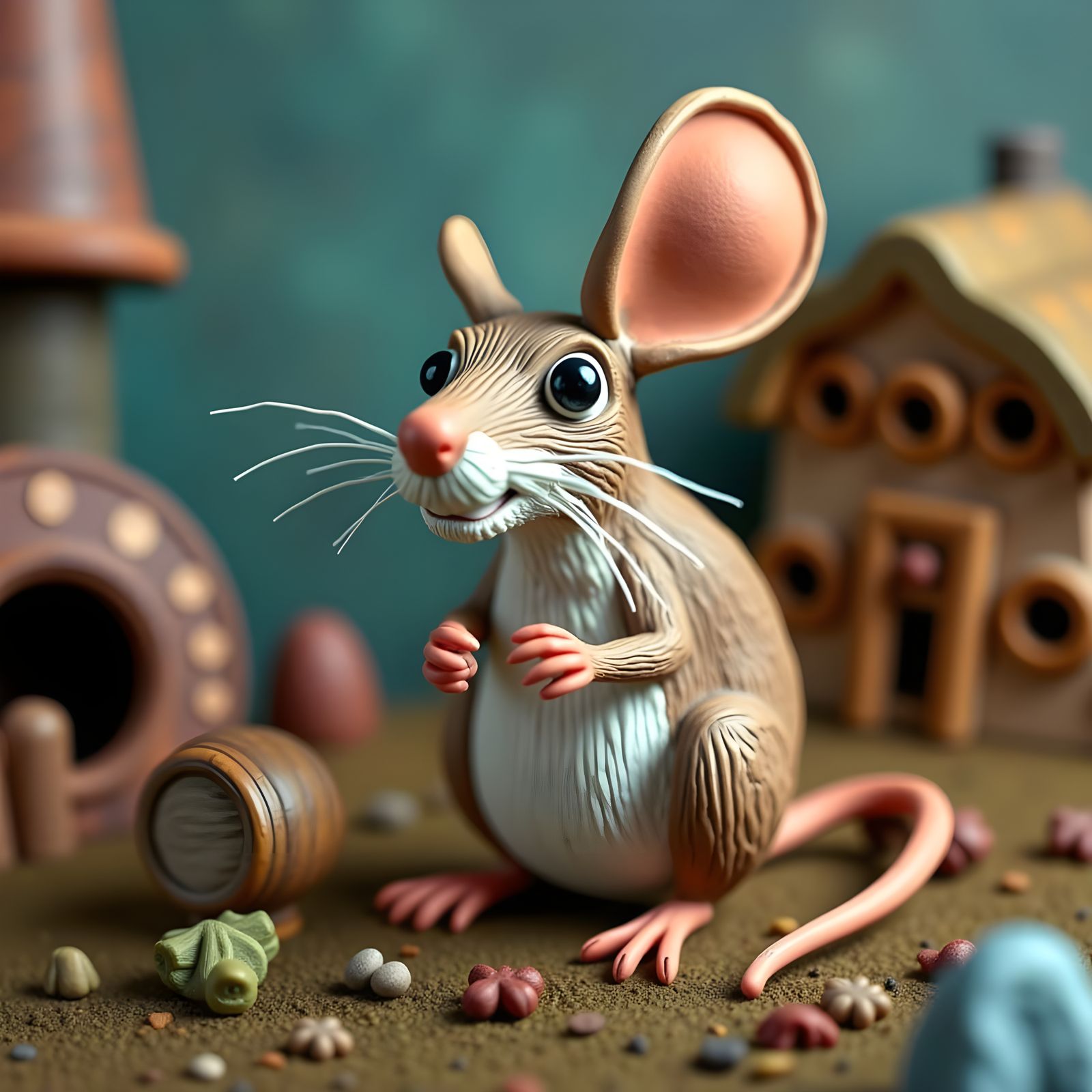 Mouse in Claymation Style