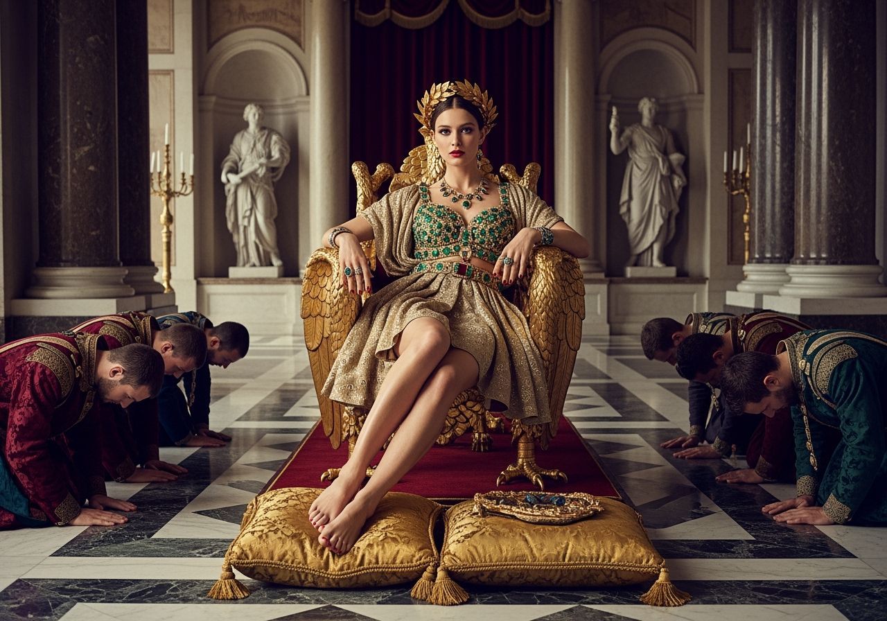 Empress on Golden Throne in Royal Palace