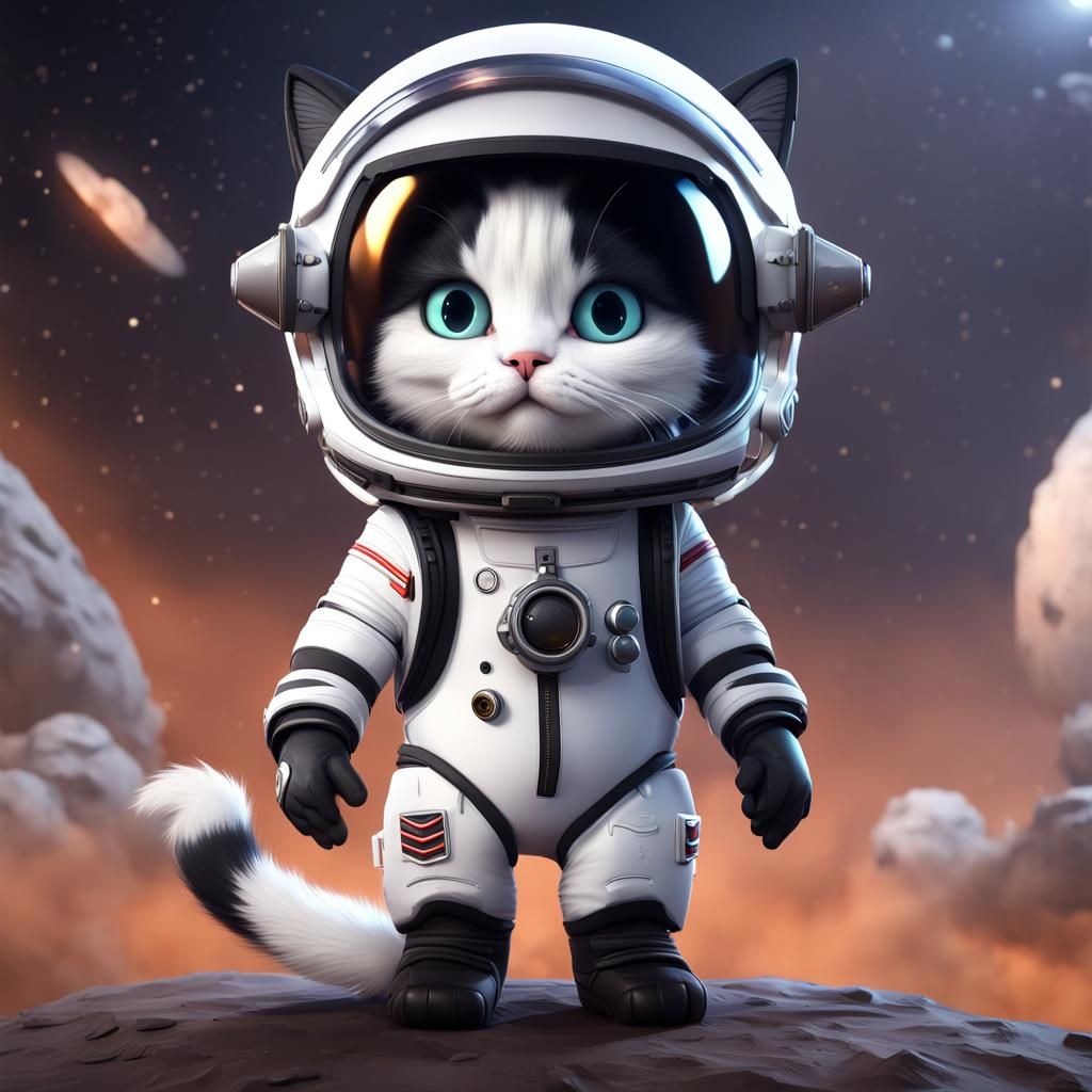 Astronaut Cat on the Moon in Pixar Style