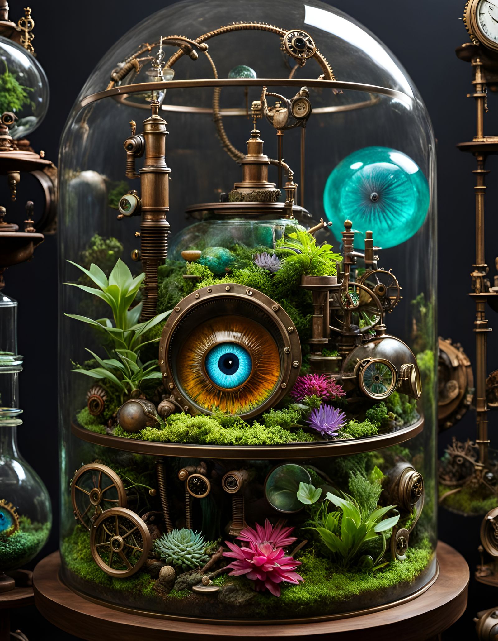 Steampunk Terrarium in Mad Scientist's Lab