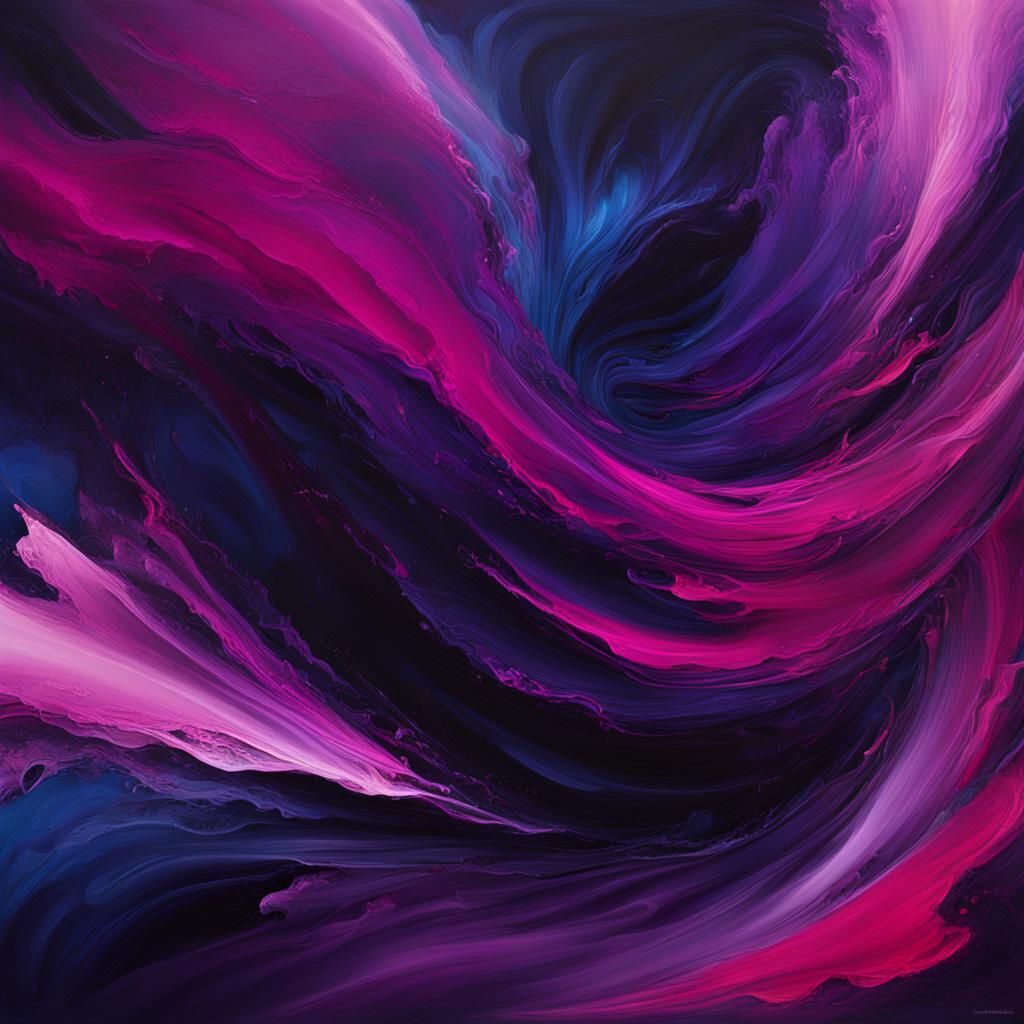 Abstract Expressionism: Swirling Purple Entity in Dark Space