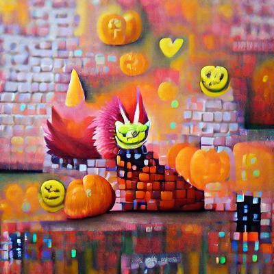 8-Bit Pumpkin Demon in Pixel Art Style