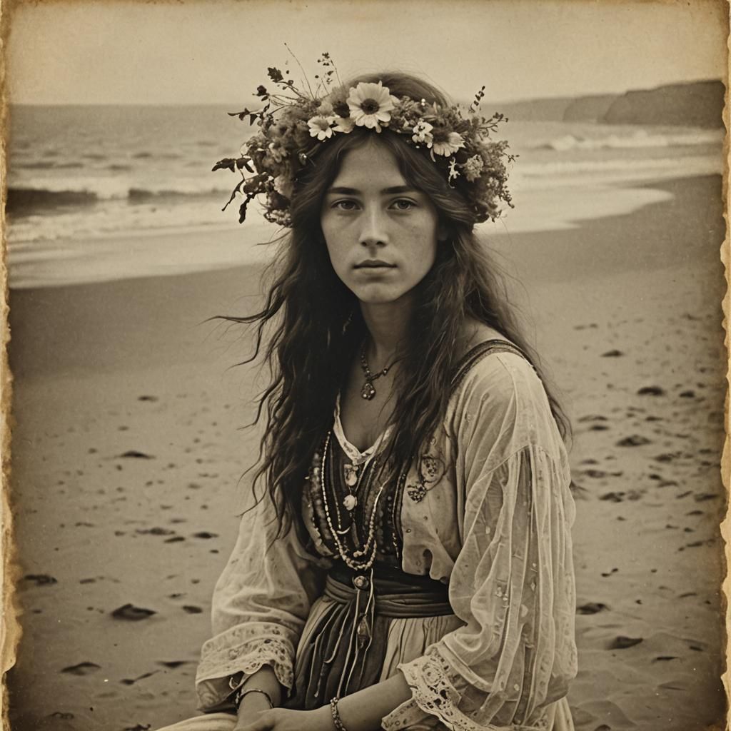Mystical Bohemian Portrait on a Beach