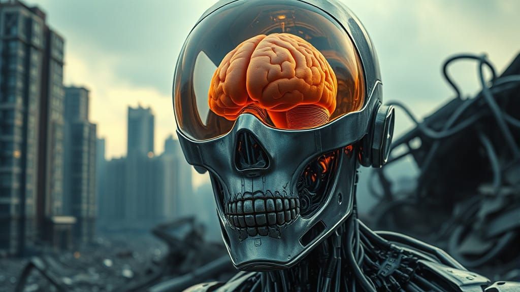 Cyborgs Thrive in Post-Apocalyptic World, Gazing into Ruins