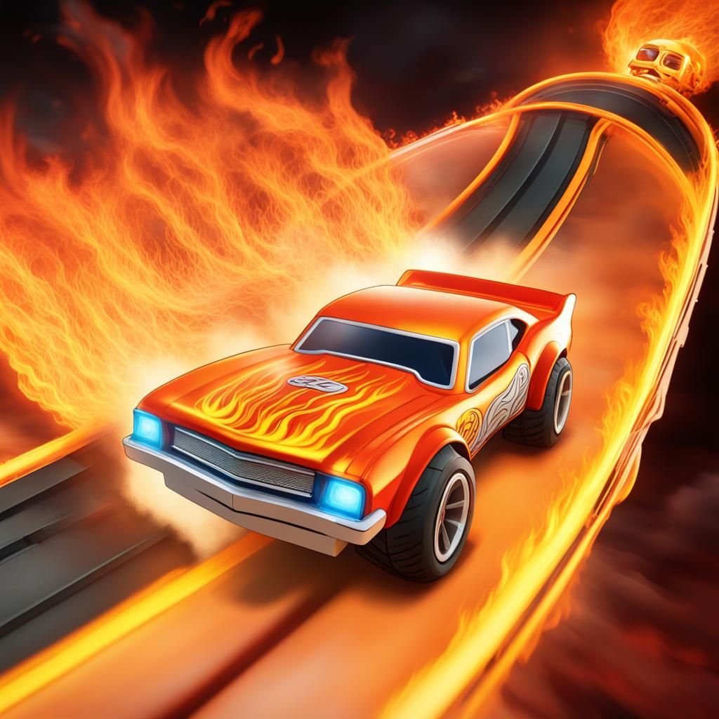 Hot Wheels Car Jumps Through Flaming Ring