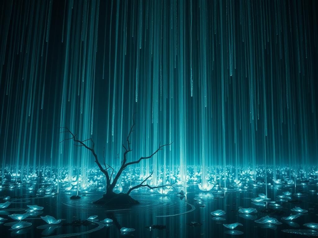 Surreal Glass-like Forms in Whiteneon Superfluid Helium