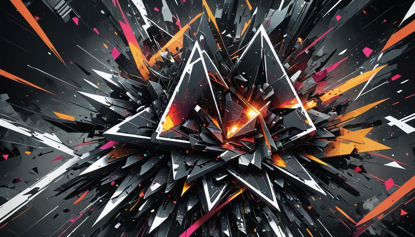 Cyberpunk Geometric Explosion in Saturated Colors