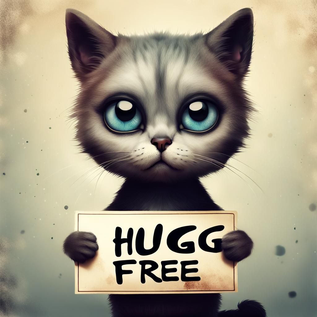 Sad Kitten Offers Free Hugs