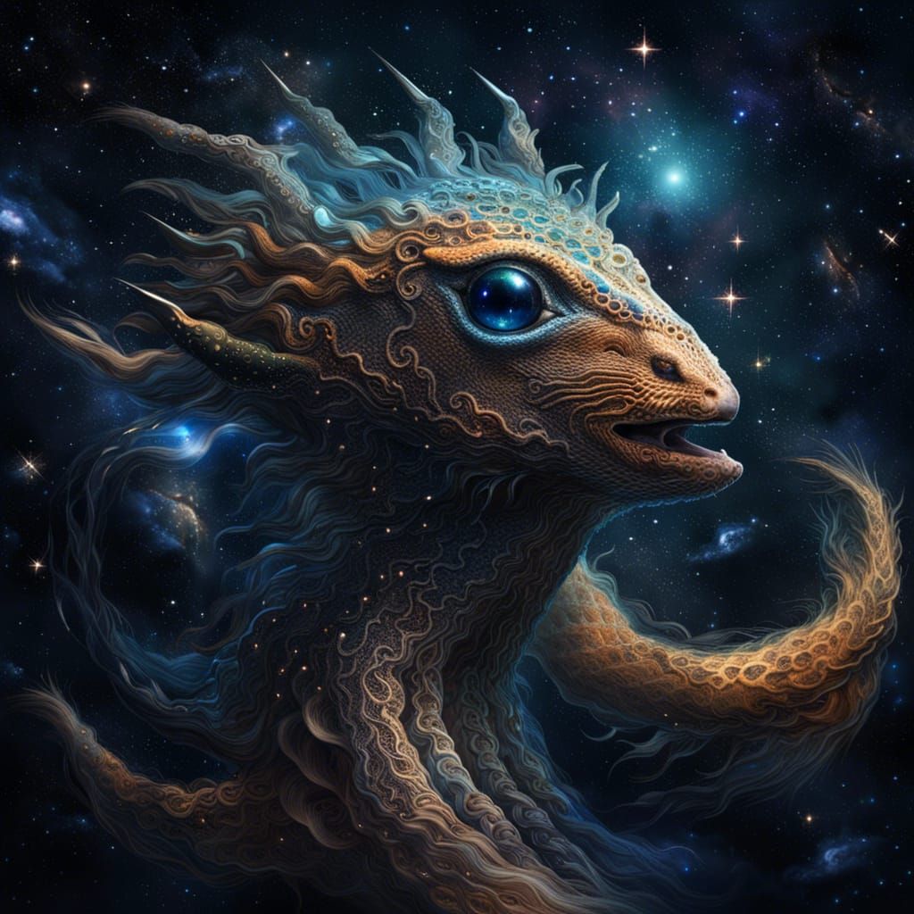 Celestial Creature Floating in Deep Space
