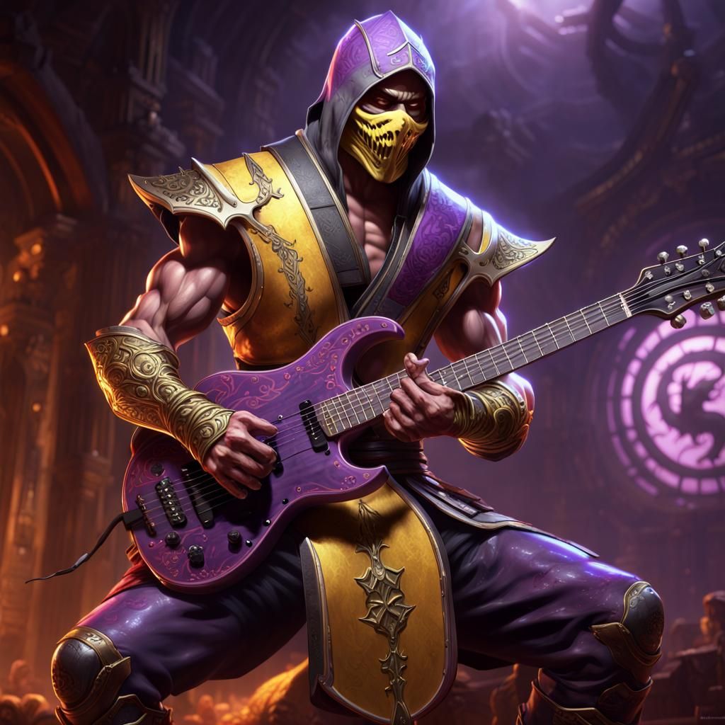 Mortal Kombat Warrior Plays Guitar, Digital Art