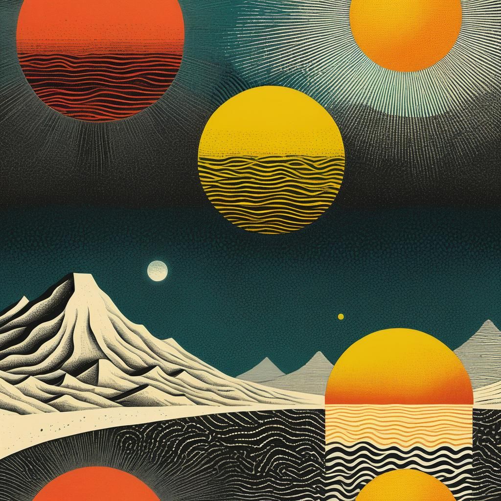 Vibrant Sun Profile in Halftone Pattern Art