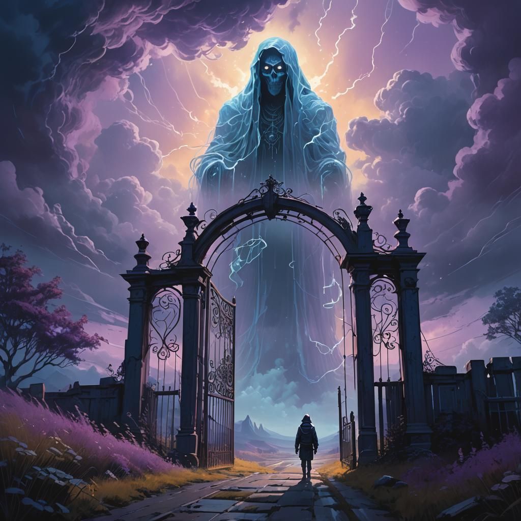 Ghostly Gatekeeper in Dramatic Fantasy Concept Art