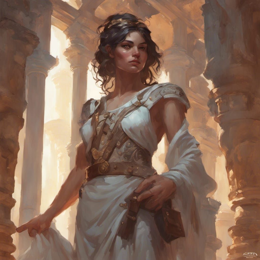 Romantic Roman Servant Girl in Temple Portrait