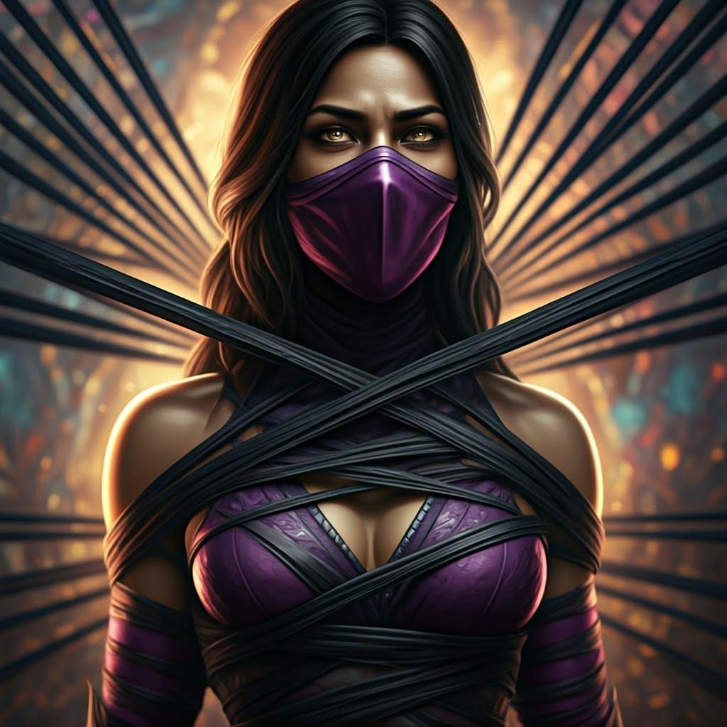 Mileena entangled in webs