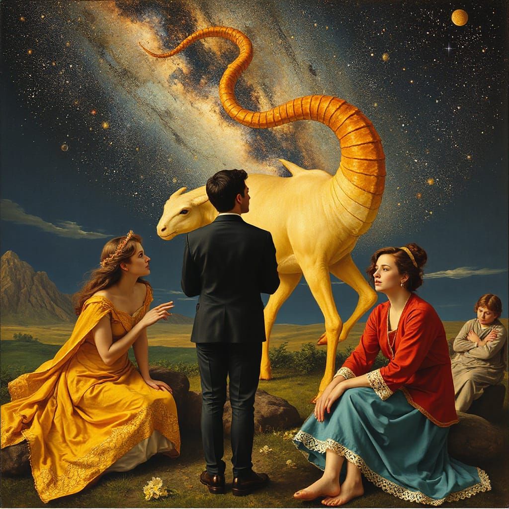 Surreal Quinticorn in Art Nouveau Style