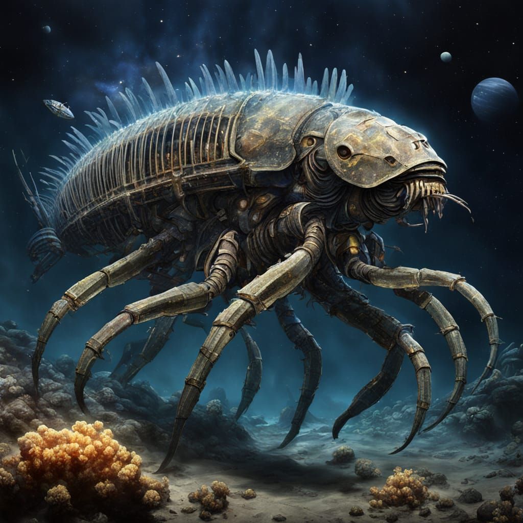 Ancient Sea Creatures as Space Explorers in a Futuristic Set...