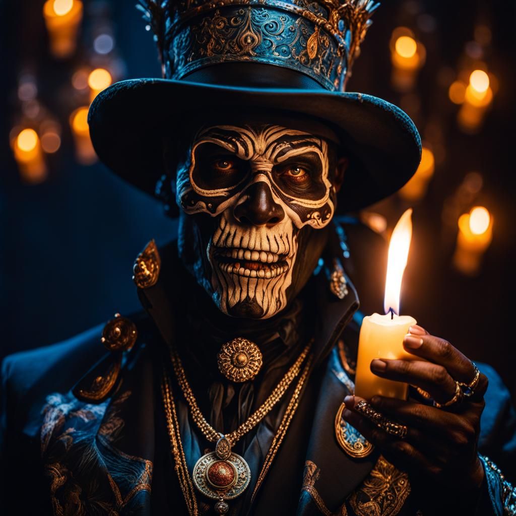 Baron Samedi with Candle in Photorealistic Style
